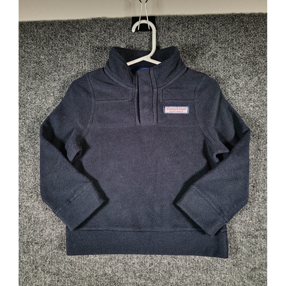 Vineyard Vines Sweatshirt Size 2T Toddler Blue Snap Button Fleece Pullover Logo